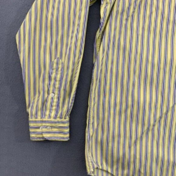 Ralph Lauren Shirt Mens Large Yellow Blue Striped Classic Fit Button Down Pony - Picture 2 of 4